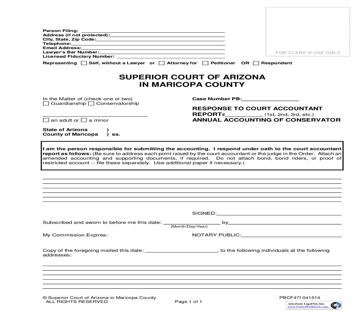 Response To Court Accountant Report Annual Accounting Of Conservator {PBCF47f} | Pdf Fpdf Doc Docx | Arizona