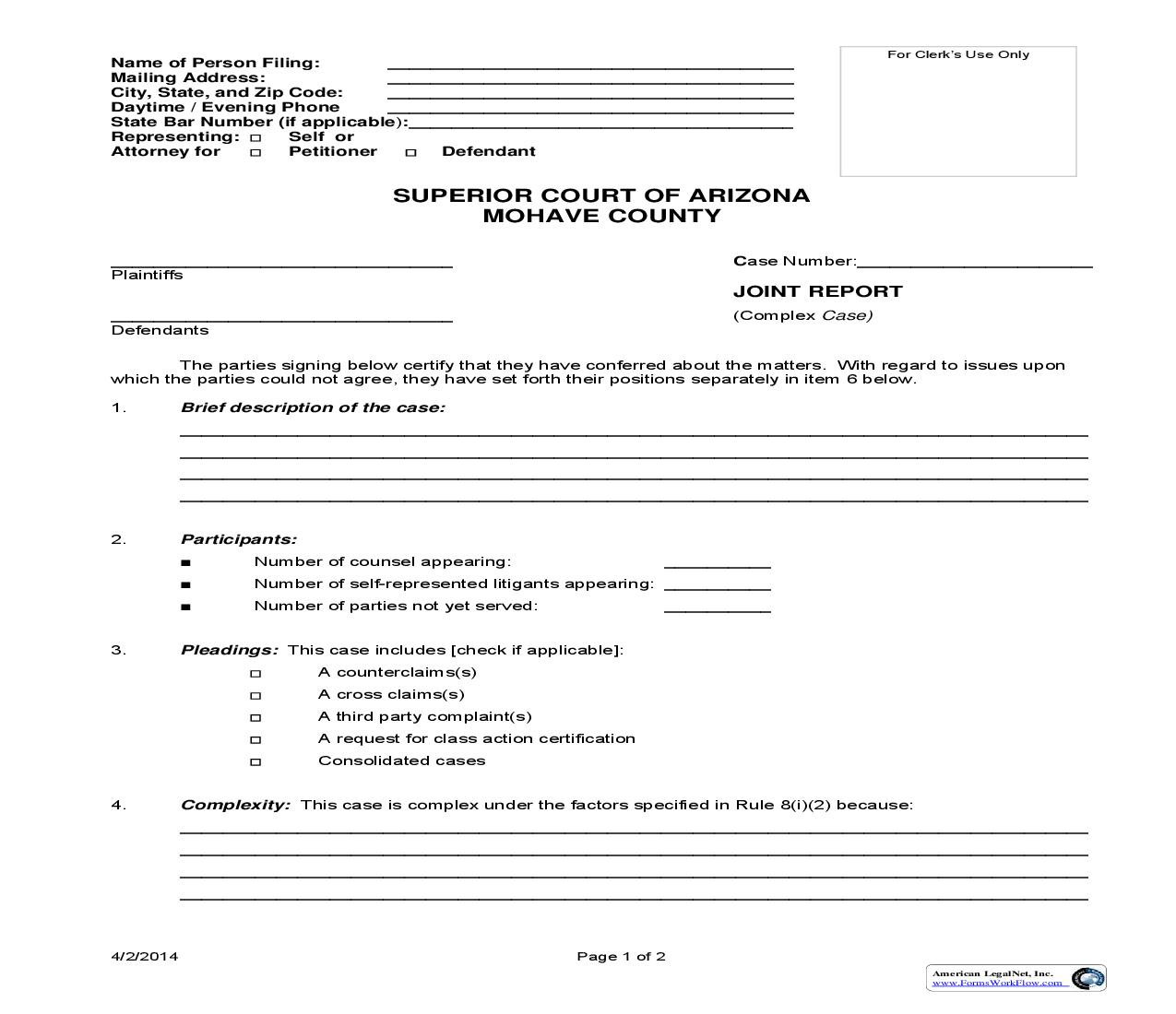 Joint Report And Proposed Scheduling Order (Complex Case) | Pdf Fpdf Doc Docx | Arizona