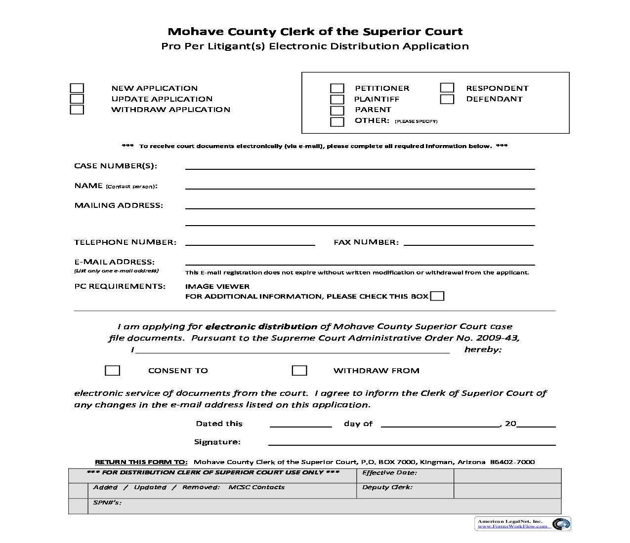 Pro Per Litigants Electronic Distribution Application | Pdf Fpdf Doc Docx | Arizona
