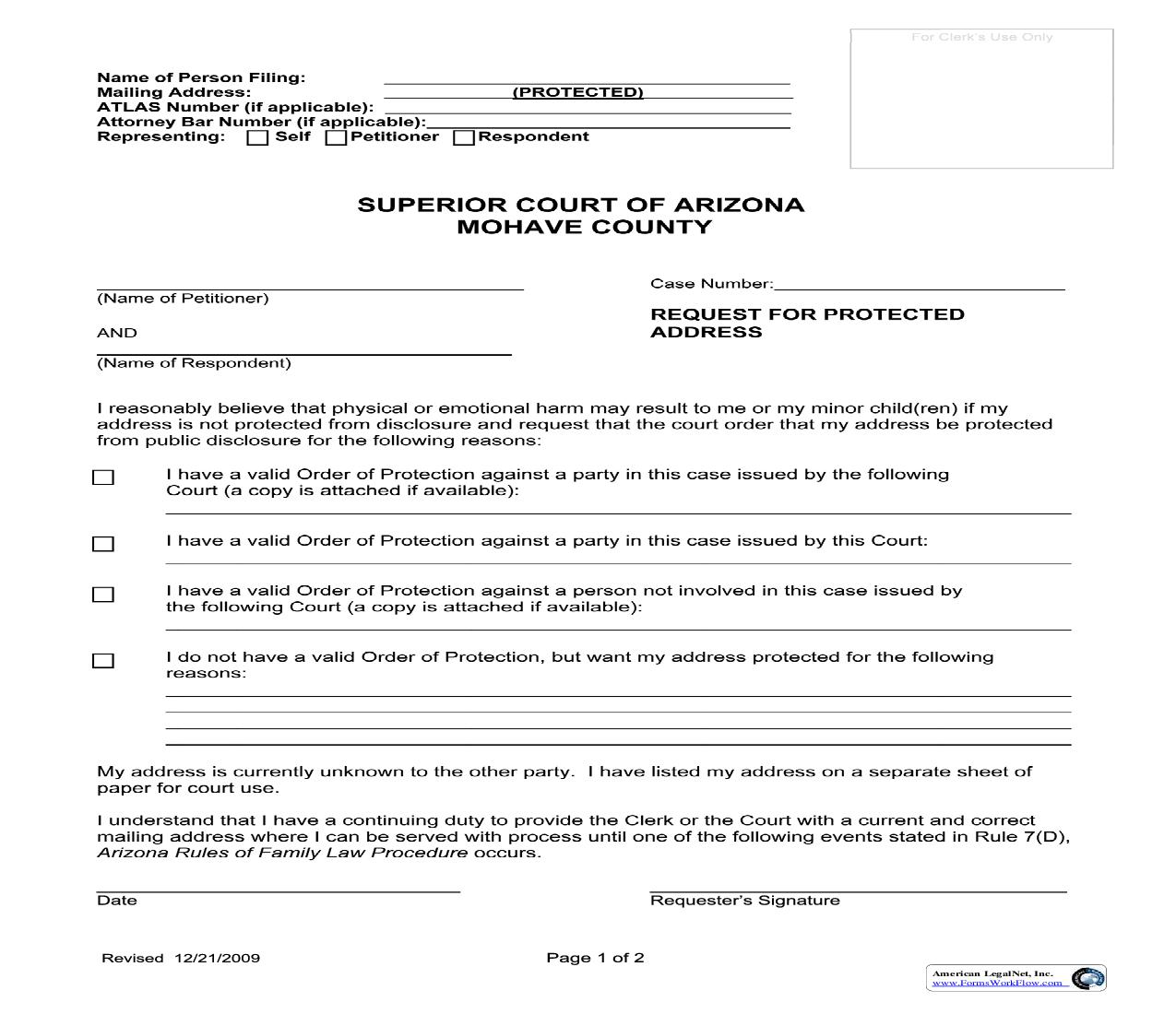 Request For Protected Address | Pdf Fpdf Doc Docx | Arizona