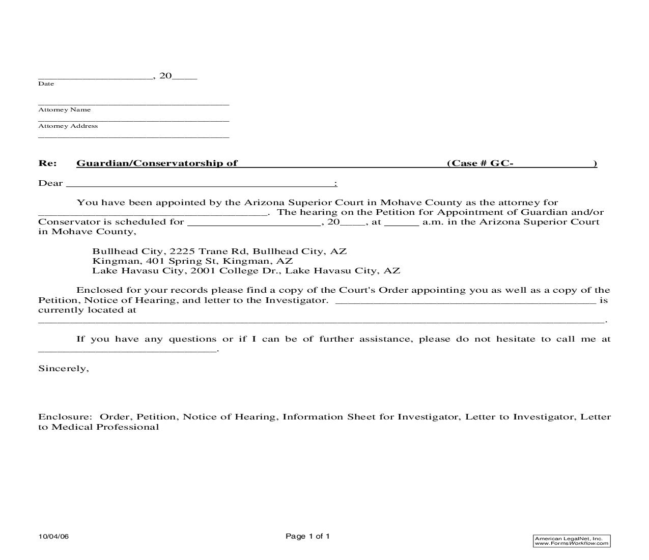 Attorney Appointment Letter | Pdf Fpdf Doc Docx | Arizona