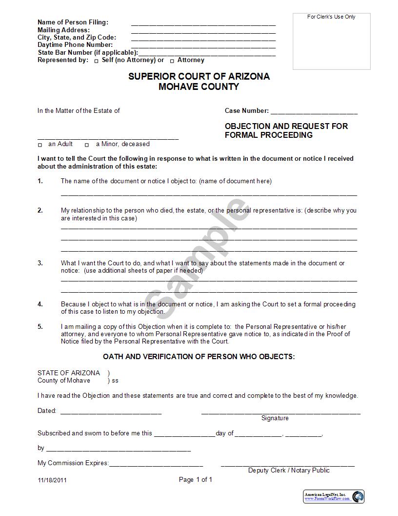 Objection And Request For Formal Proceeding | Pdf Fpdf Doc Docx | Arizona