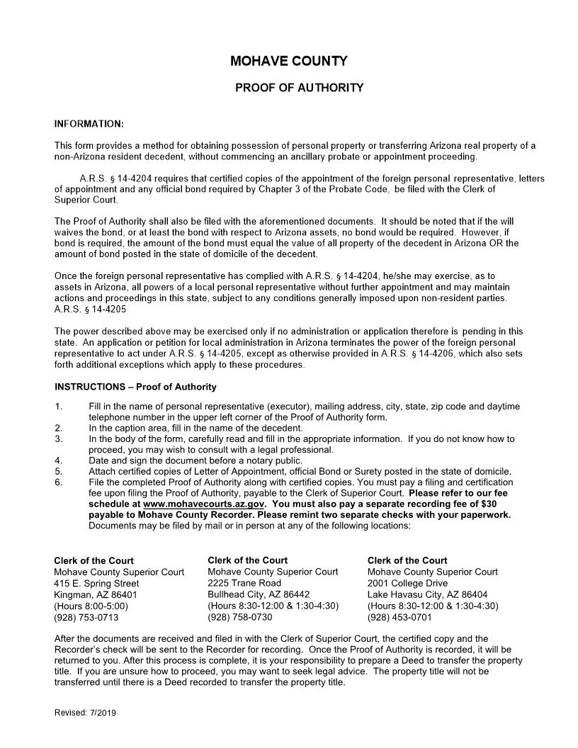 Proof Of Authority | Pdf Fpdf Doc Docx | Arizona