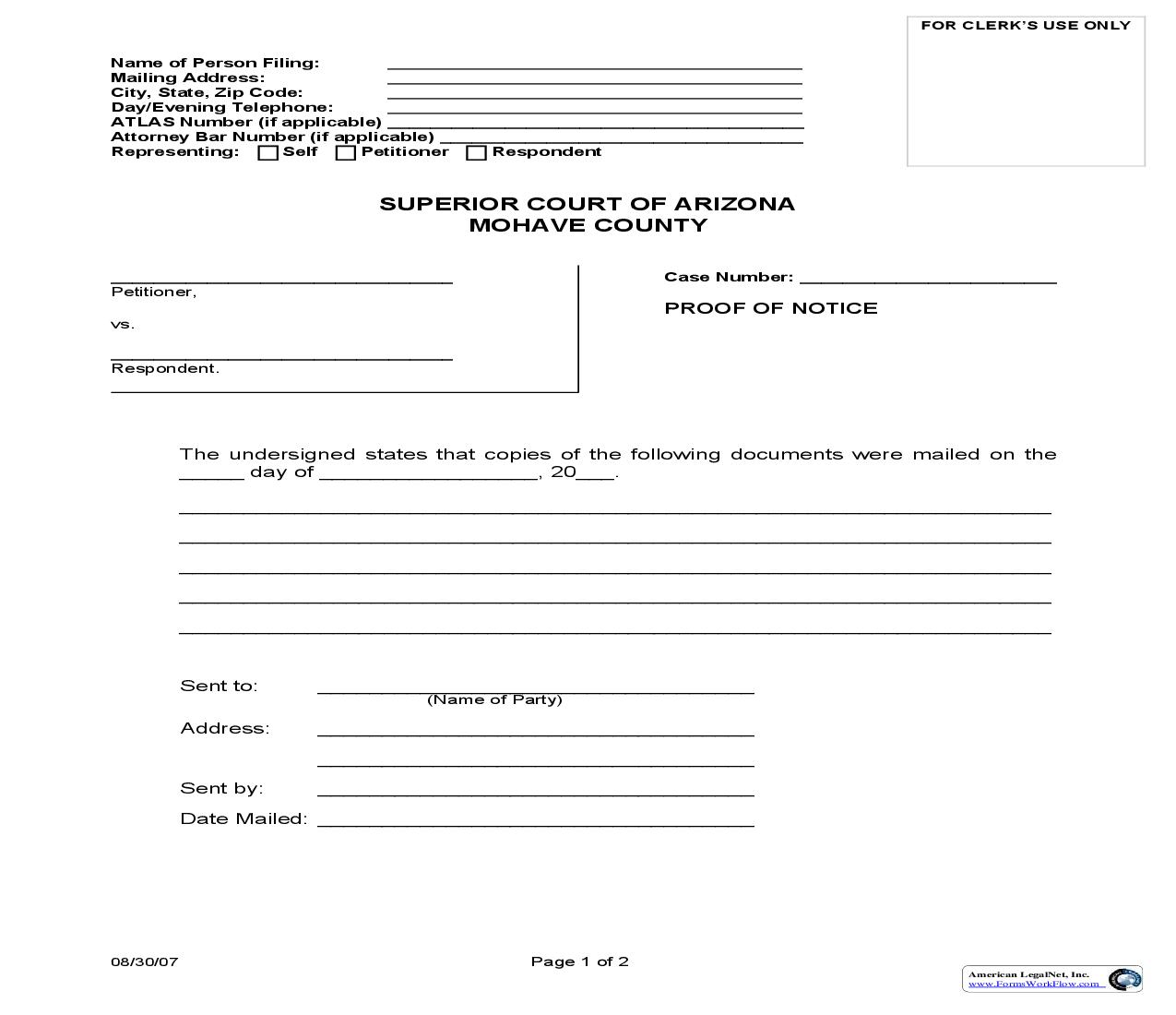 Proof Of Notice | Pdf Fpdf Doc Docx | Arizona