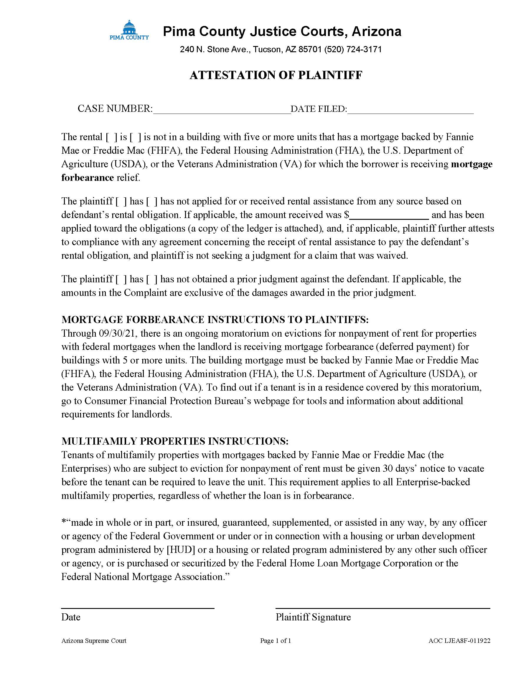 Attestation Of Plaintiff | Pdf Fpdf Docx | Arizona
