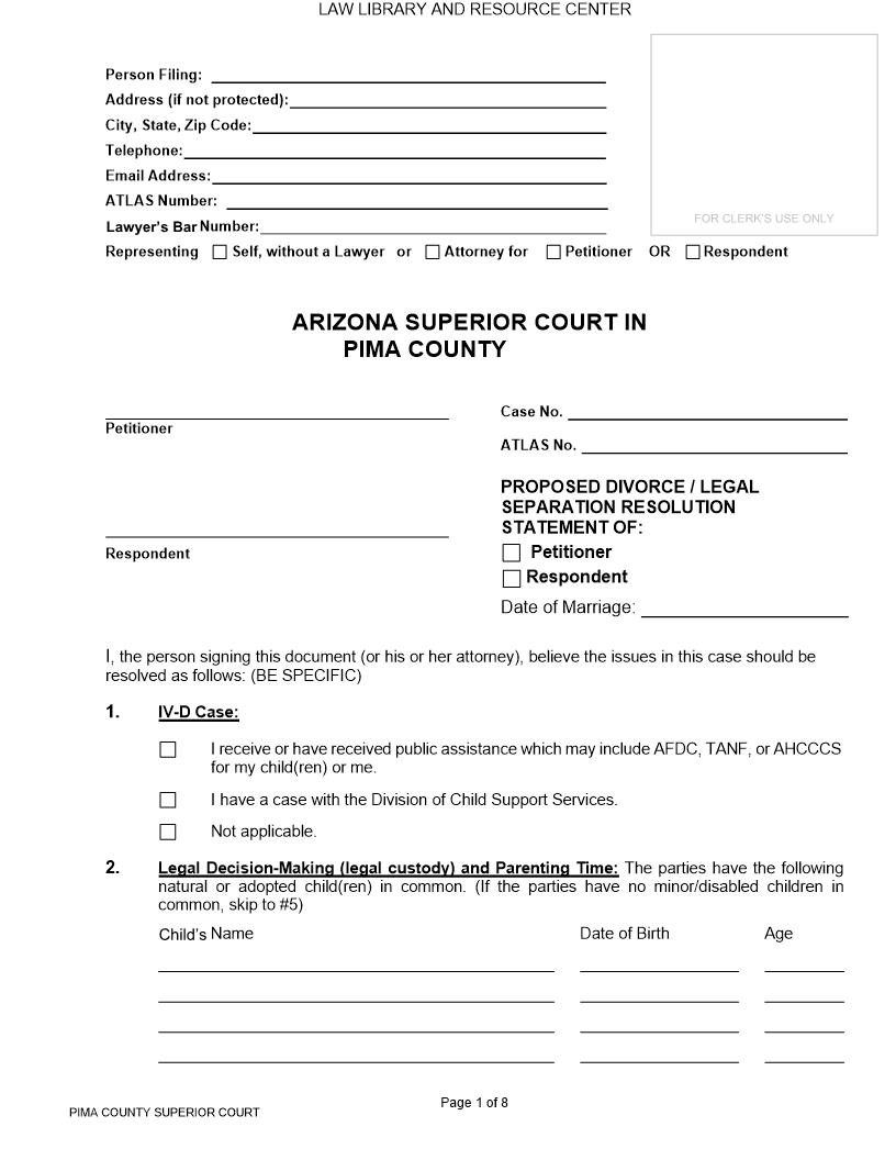 Proposed Resolution Statement Of | Pdf Fpdf Doc Docx | Arizona