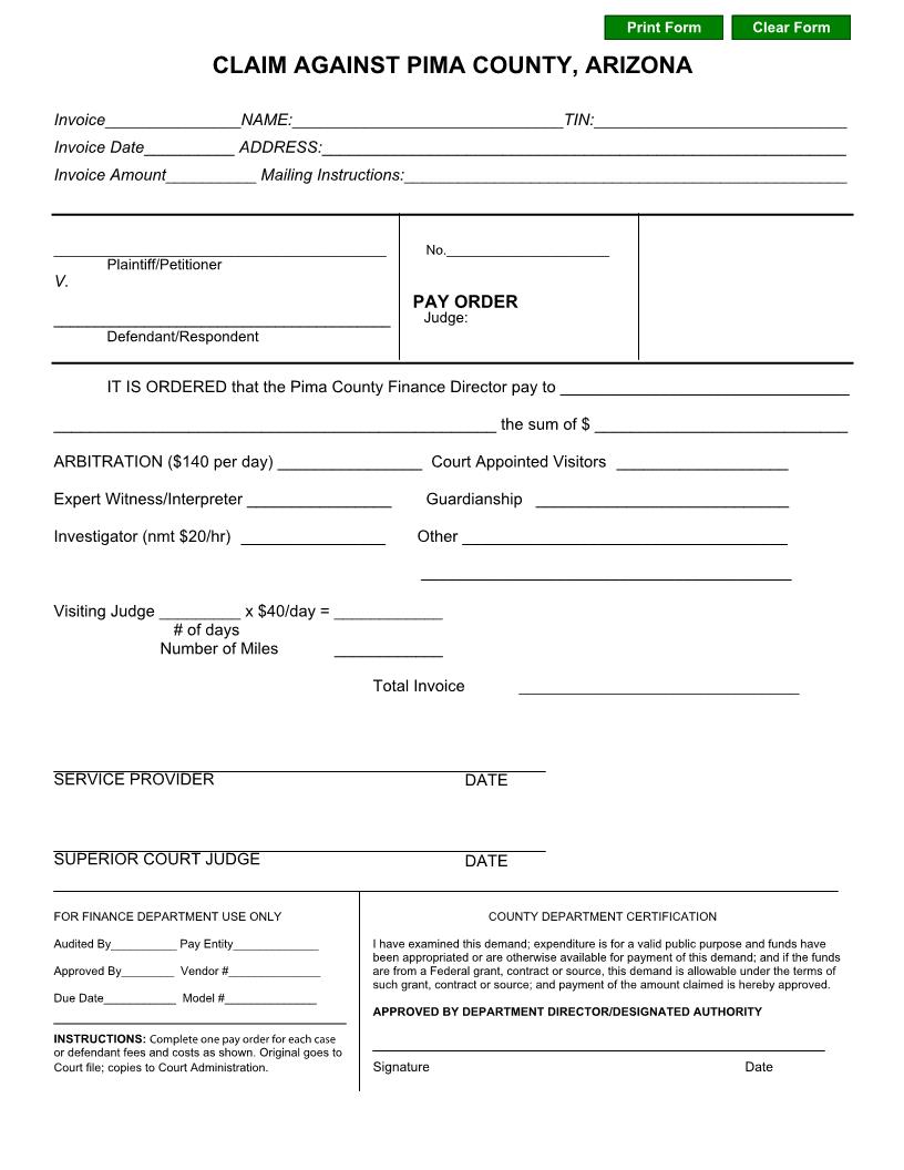 Claim Against Pima County | Pdf Fpdf Doc Docx | Arizona