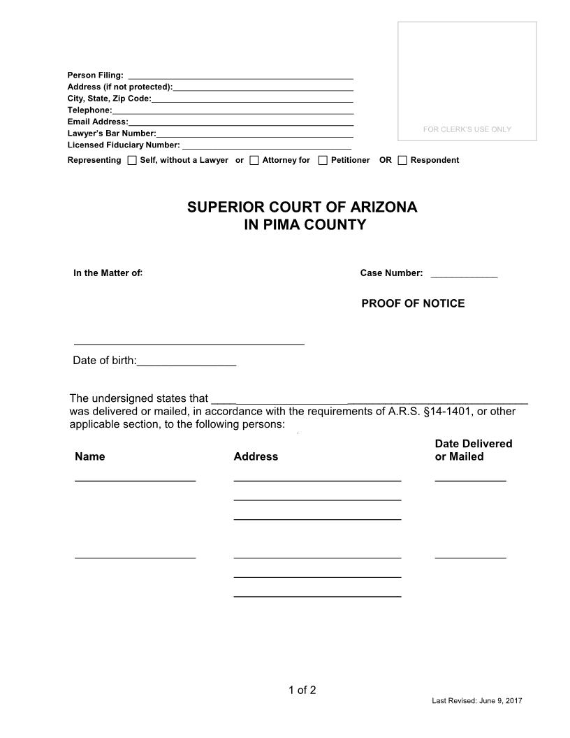 Proof Of Notice | Pdf Fpdf Doc Docx | Arizona