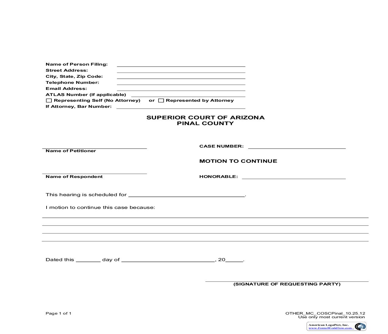 Motion To Continue | Pdf Fpdf Doc Docx | Arizona