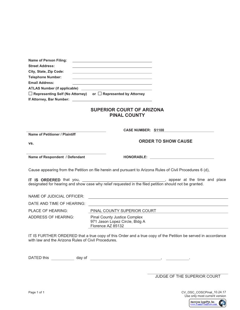 Order To Show Cause | Pdf Fpdf Docx | Arizona