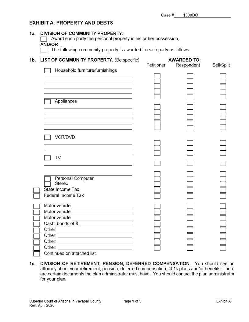 Exhibit A Property And Debts | Pdf Fpdf Doc Docx | Arizona