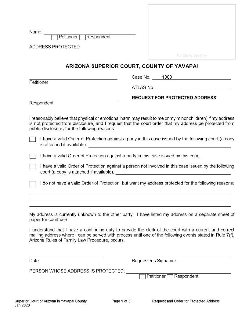 Request For Protected Address | Pdf Fpdf Doc Docx | Arizona