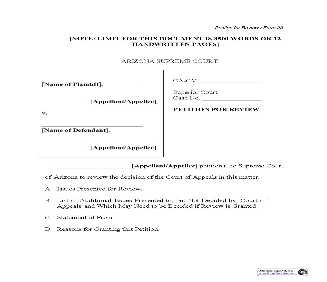 Petition For Review | Pdf Fpdf Doc Docx | Arizona