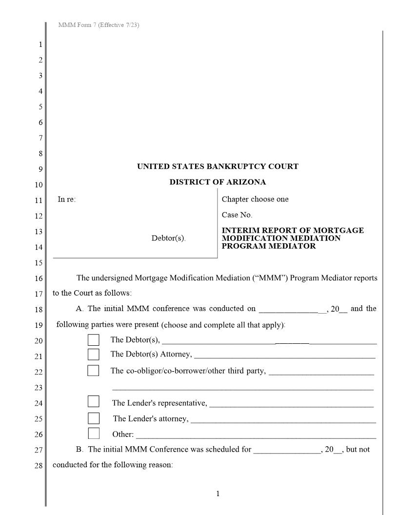 Interim Report Of MMM Program Mediator {MMM Form 7} | Pdf Fpdf Docx | Arizona