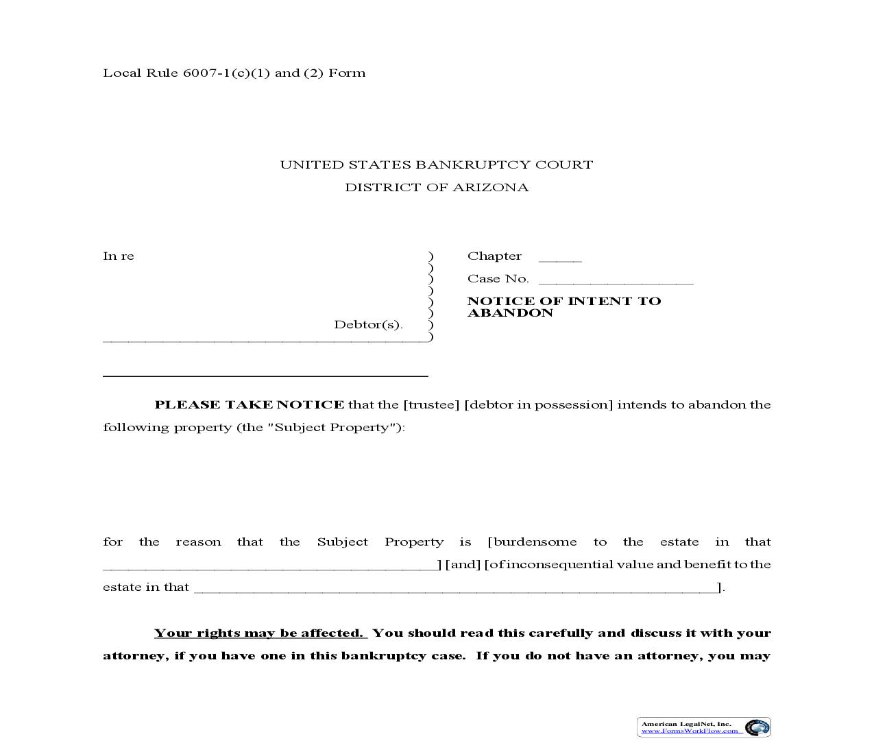 Notice Of Intent To Abandon | Pdf Fpdf Doc Docx | Arizona