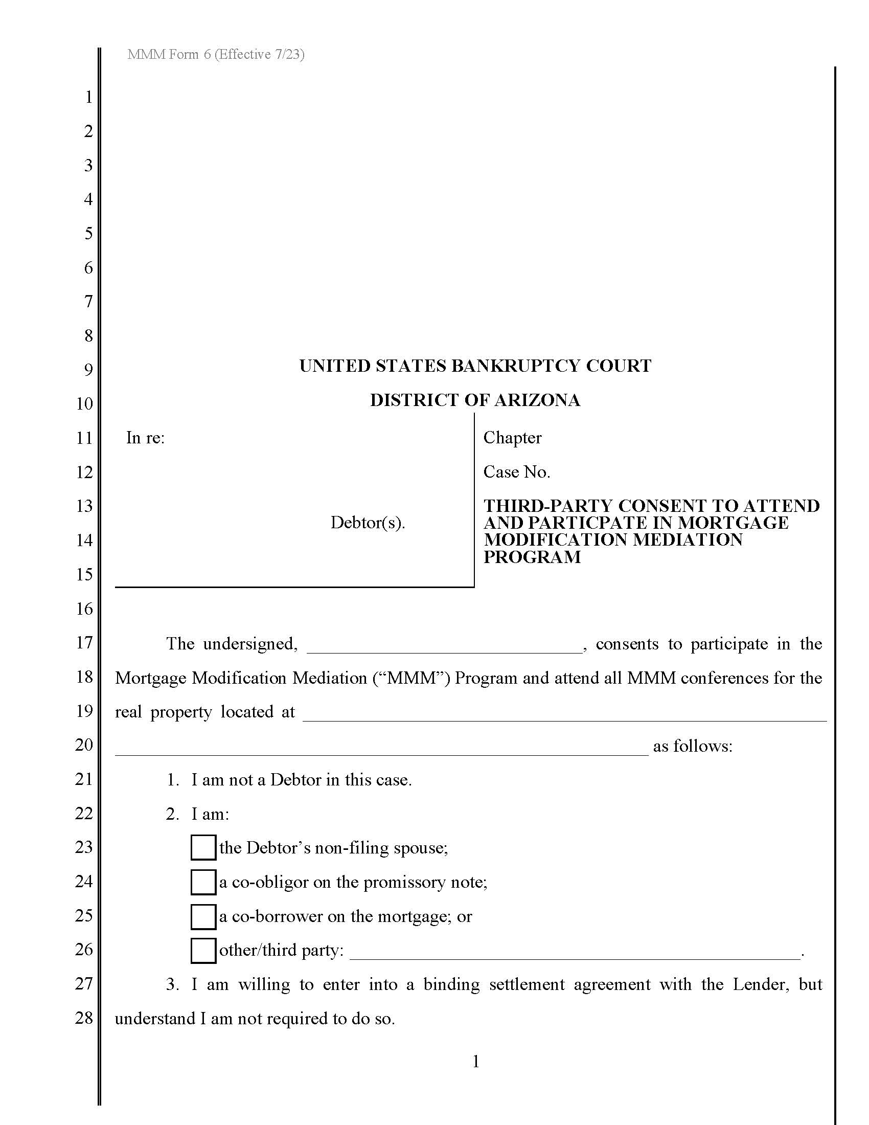 Third Party Consent To Attend And Participate In MMM Program {MMM Form 6} | Pdf Fpdf Docx | Arizona