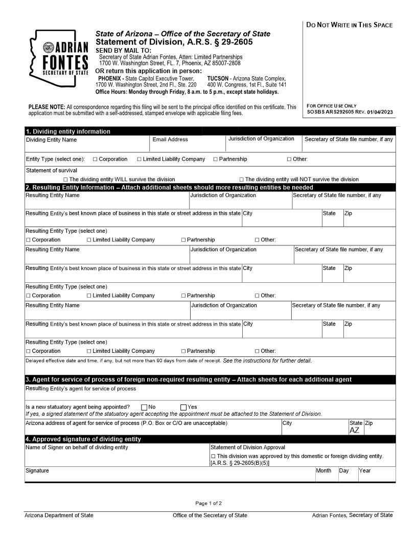 Statement Of Division | Pdf Fpdf Docx | Arizona