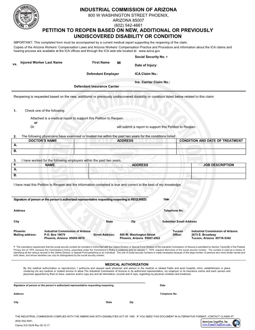 Petition To Reopen | Pdf Fpdf Docx | Arizona