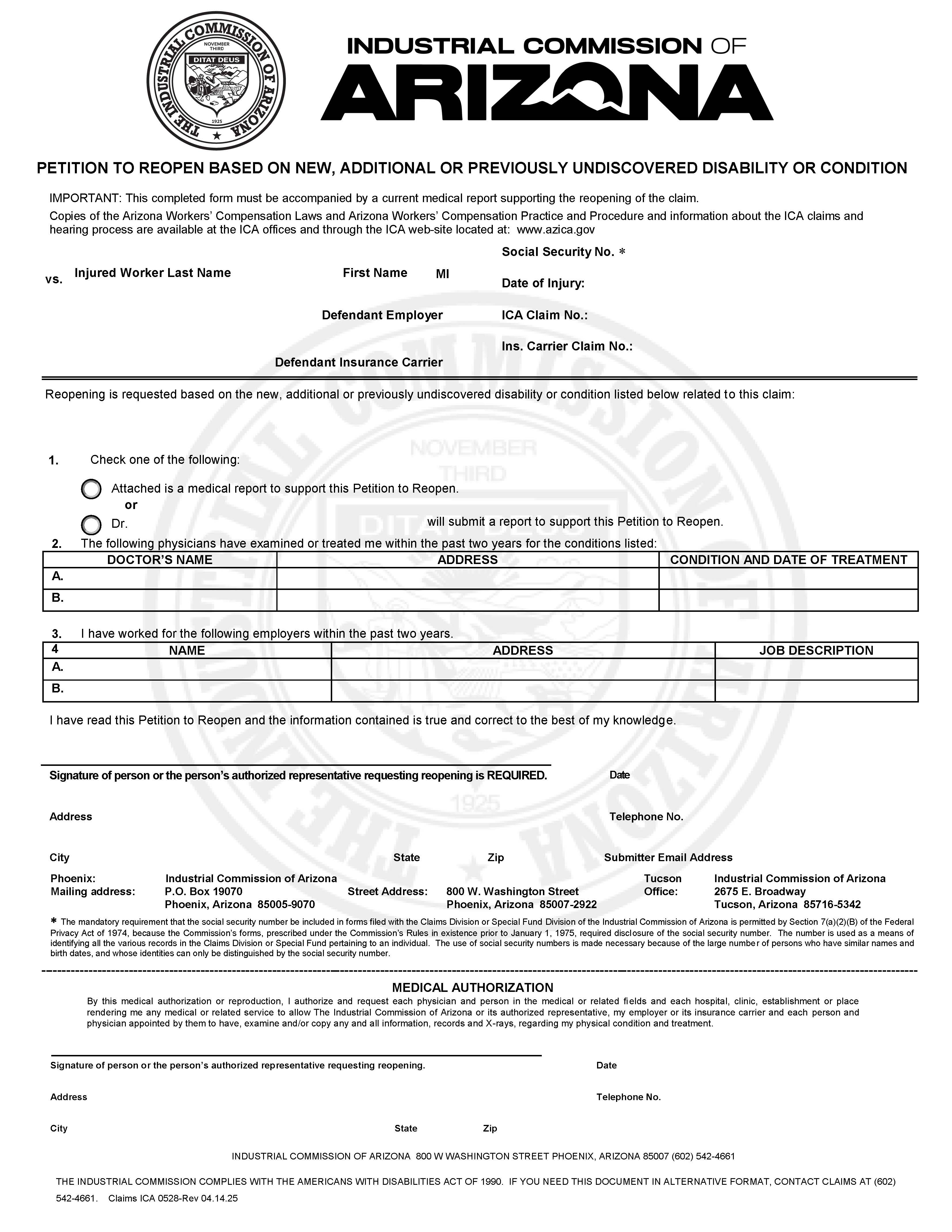Request For Hearing {ICA 0446} | Pdf Fpdf Docx | Arizona
