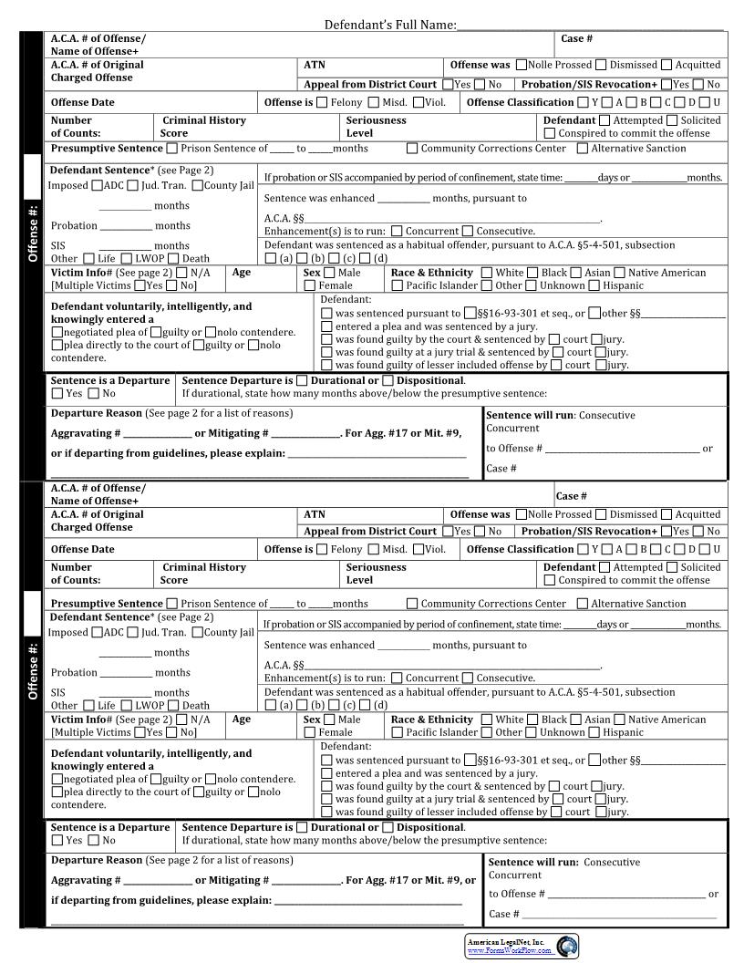 Additional Offenses (Extra Page) | Pdf Fpdf Docx | Arkansas