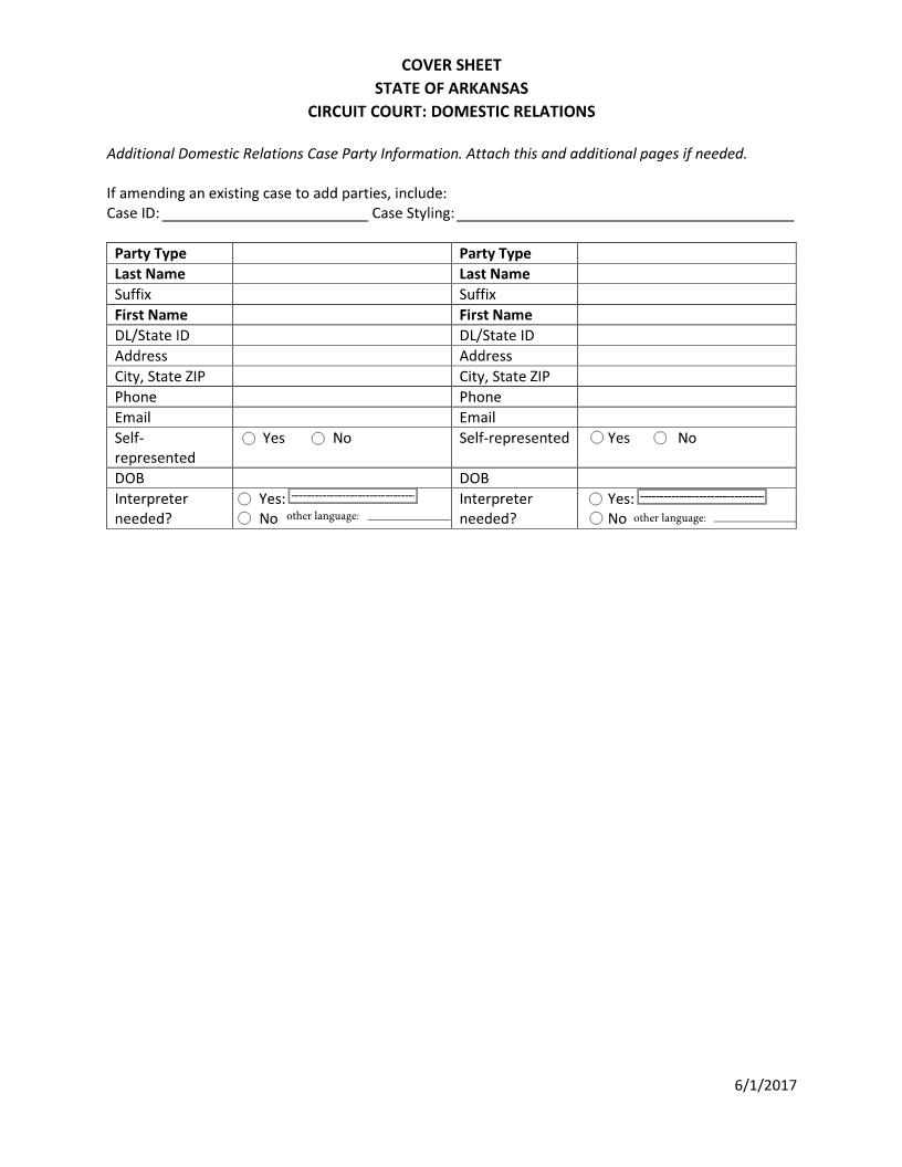 Domestic Relations Additional Parties | Pdf Fpdf Docx | Arkansas