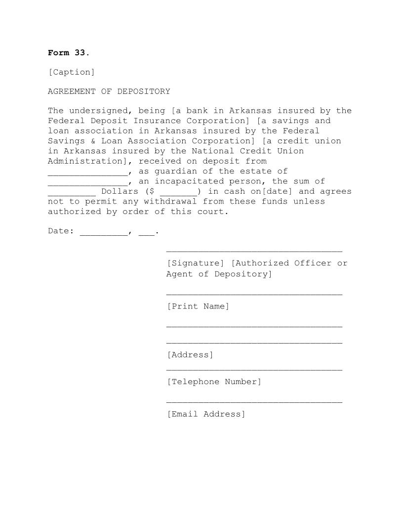 Agreement Of Depository {33} | Pdf Fpdf Doc Docx | Arkansas