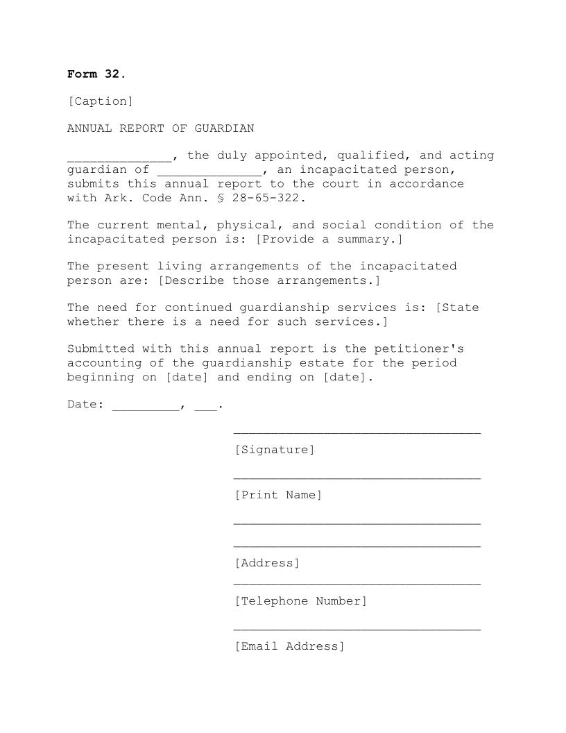 Annual Report Of Guardian {32} | Pdf Fpdf Doc Docx | Arkansas