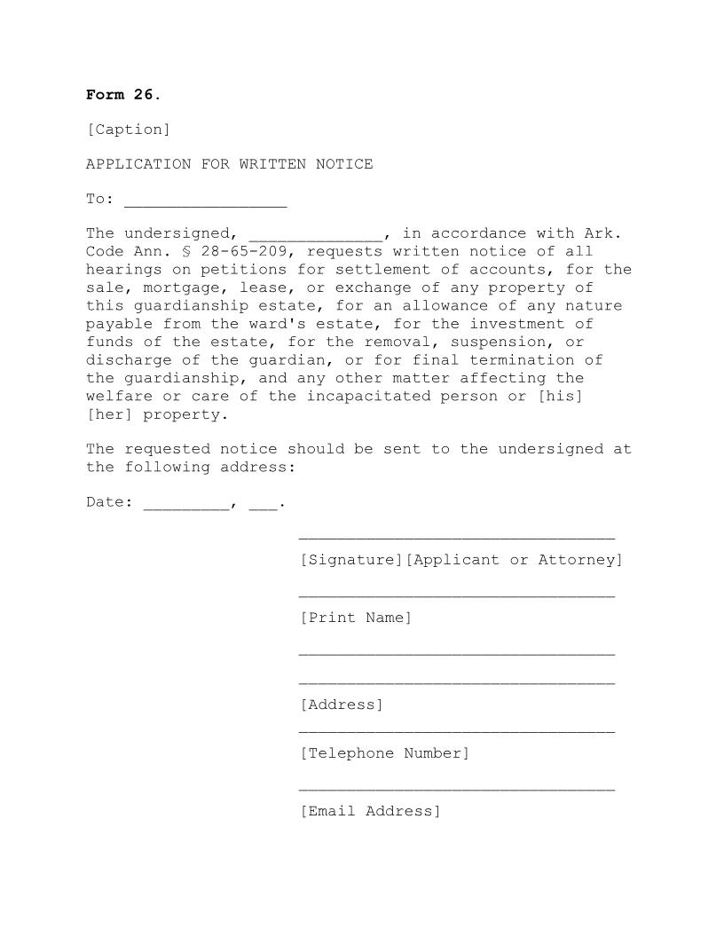 Application For Written Notice {26} | Pdf Fpdf Doc Docx | Arkansas