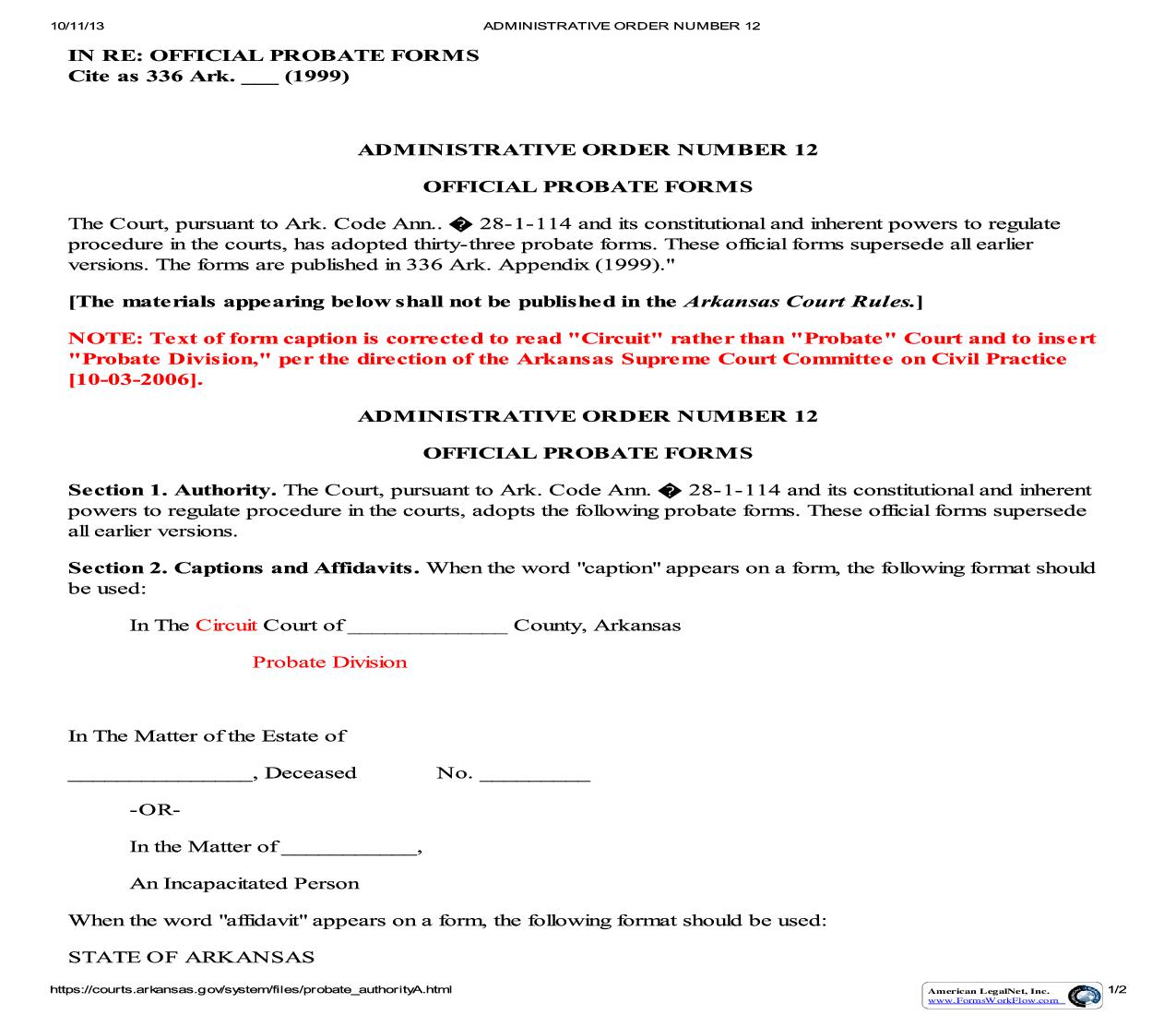 Authority Captions And Affidavits | Pdf Fpdf Doc Docx | Arkansas