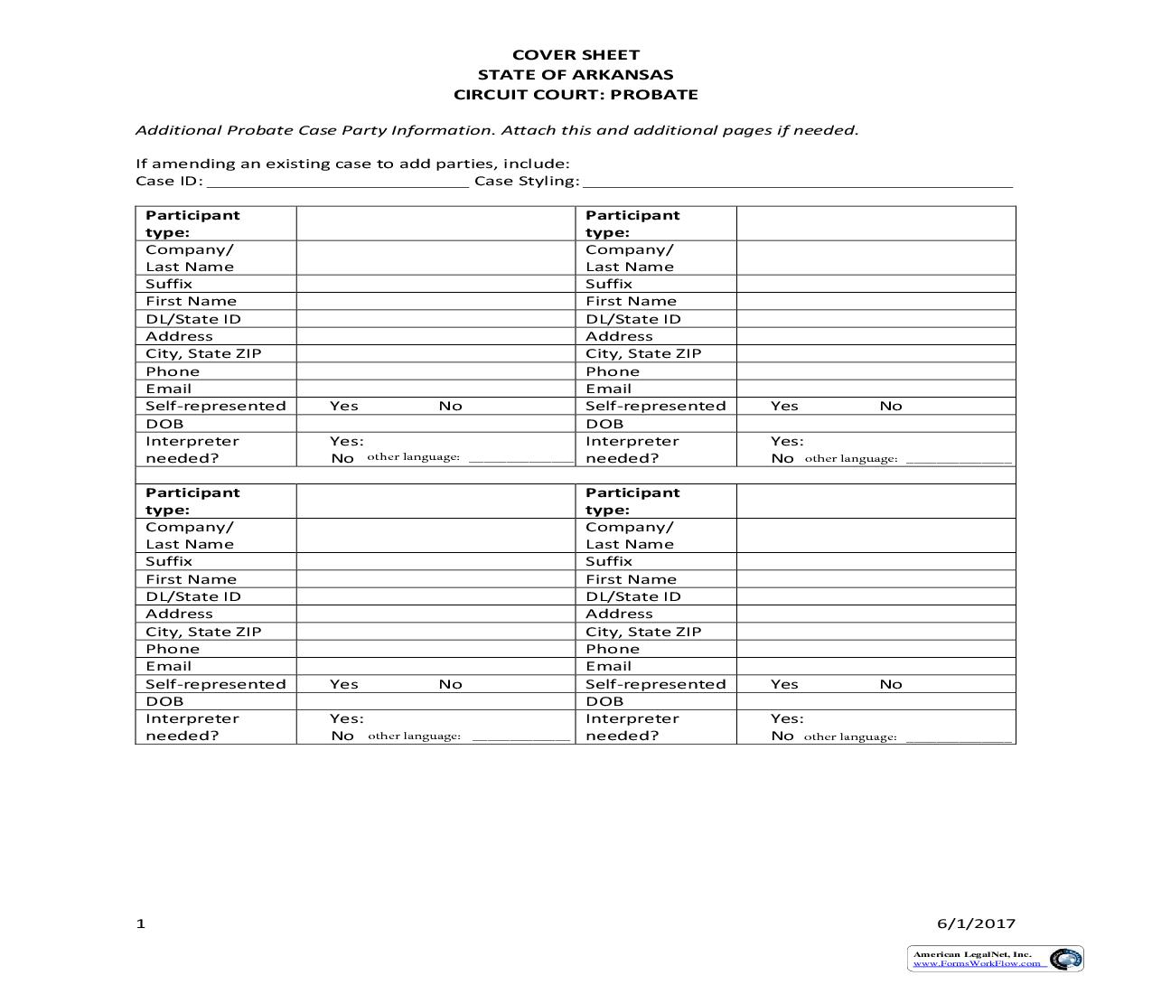 Cover Sheet - Page 2 Additional Parties | Pdf Fpdf Doc Docx | Arkansas