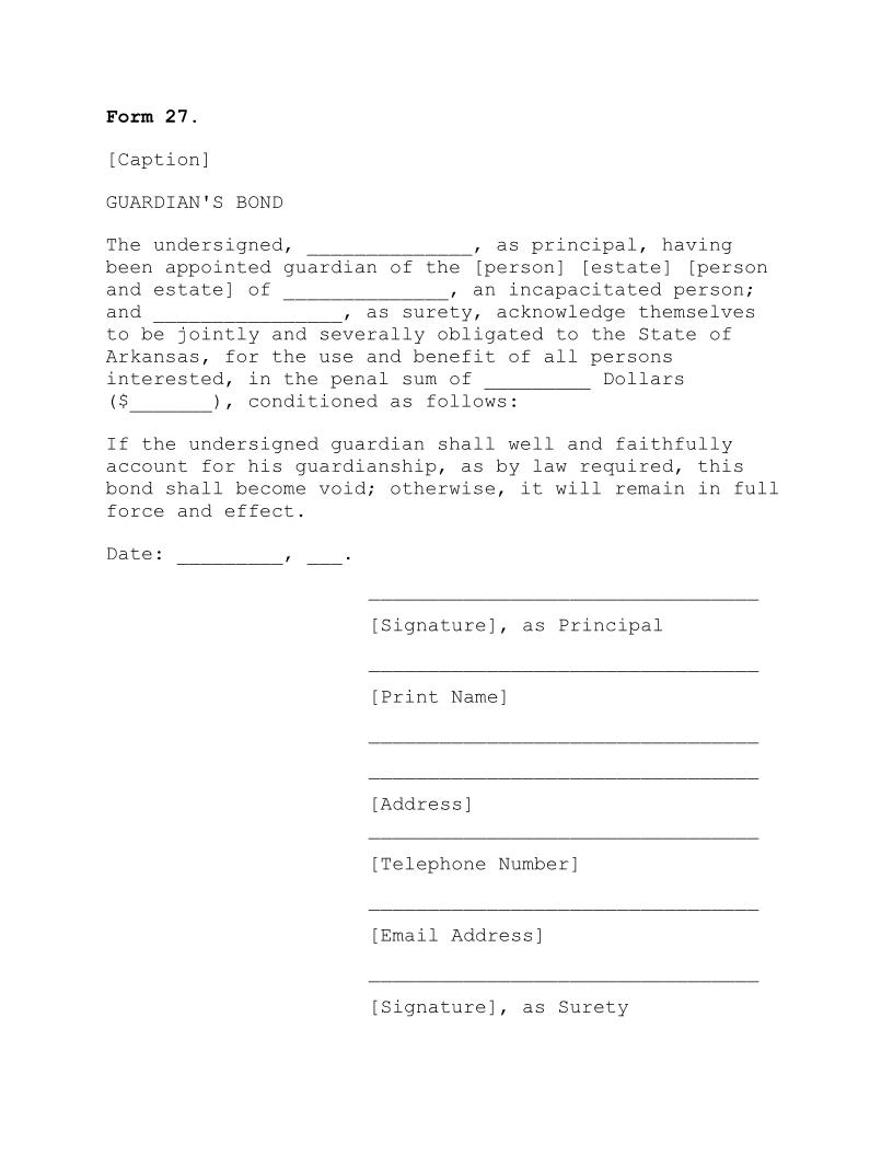 Guardians Bond {27} | Pdf Fpdf Doc Docx | Arkansas