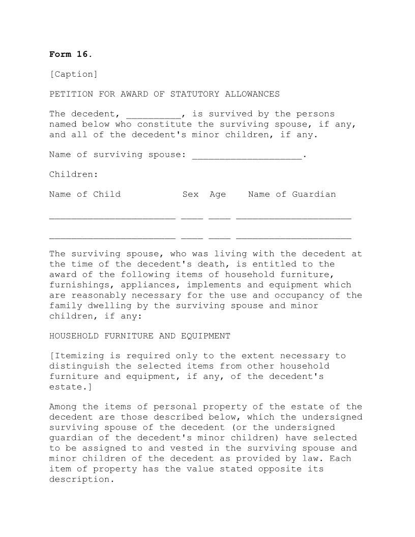 Petition For Award Of Statutory Allowances {16} | Pdf Fpdf Doc Docx | Arkansas