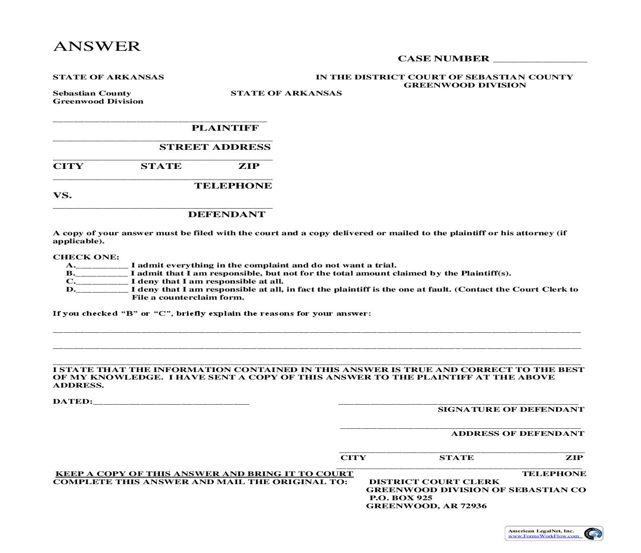 Answer | Pdf Fpdf Doc Docx | Arkansas