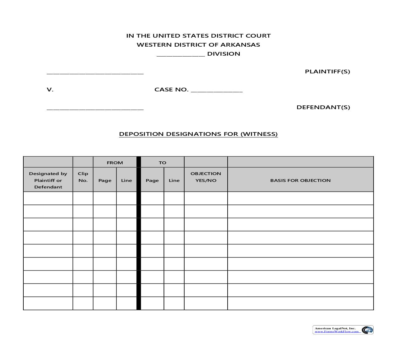 Deposition Designations | Pdf Fpdf Doc Docx | Arkansas