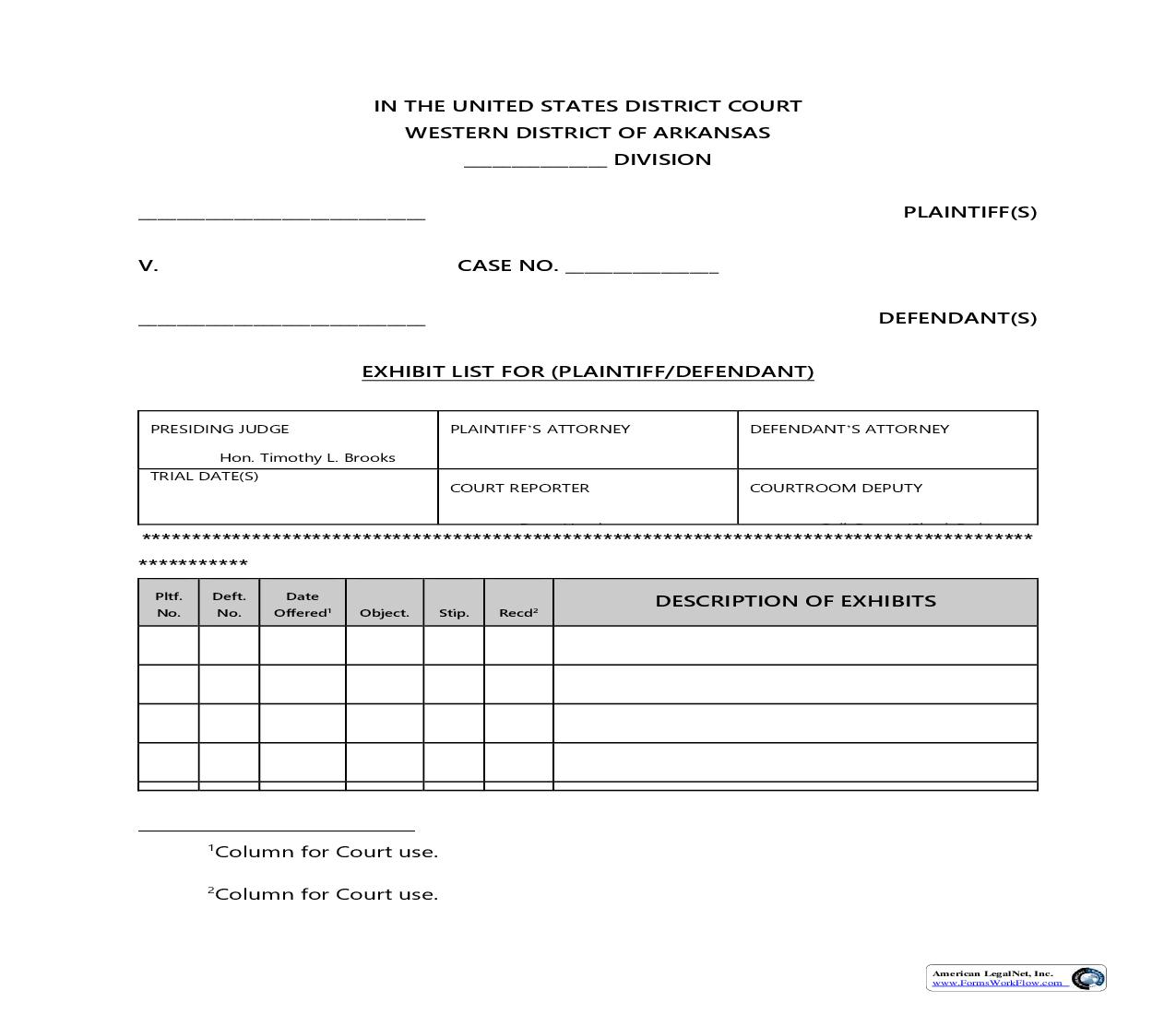 Exhibit List | Pdf Fpdf Doc Docx | Arkansas