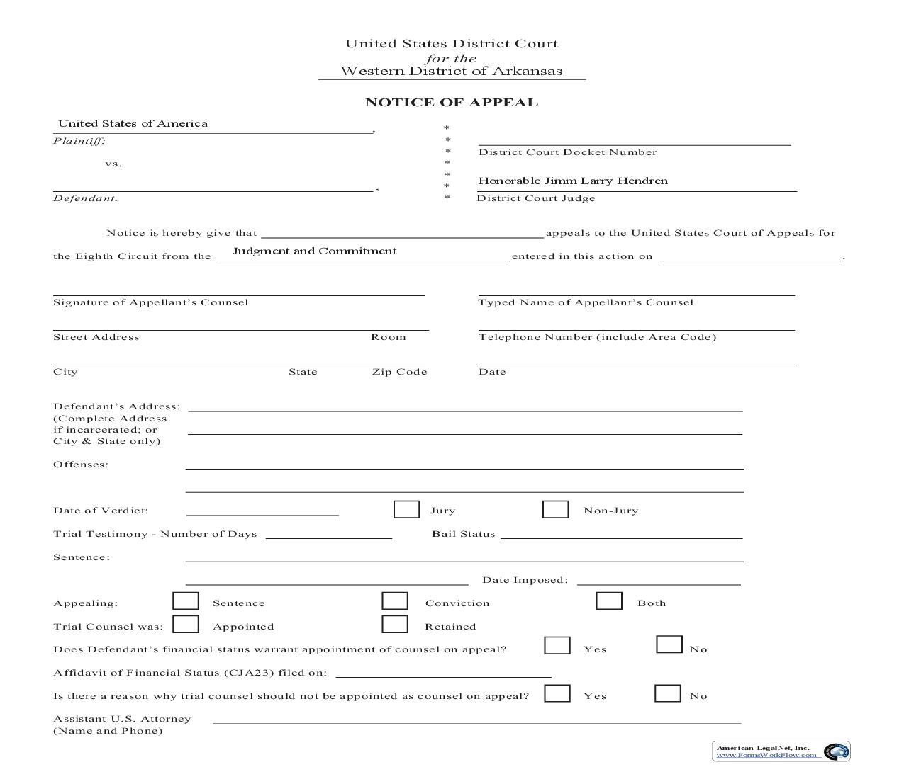Notice Of Appeal (Criminal) | Pdf Fpdf Doc Docx | Arkansas