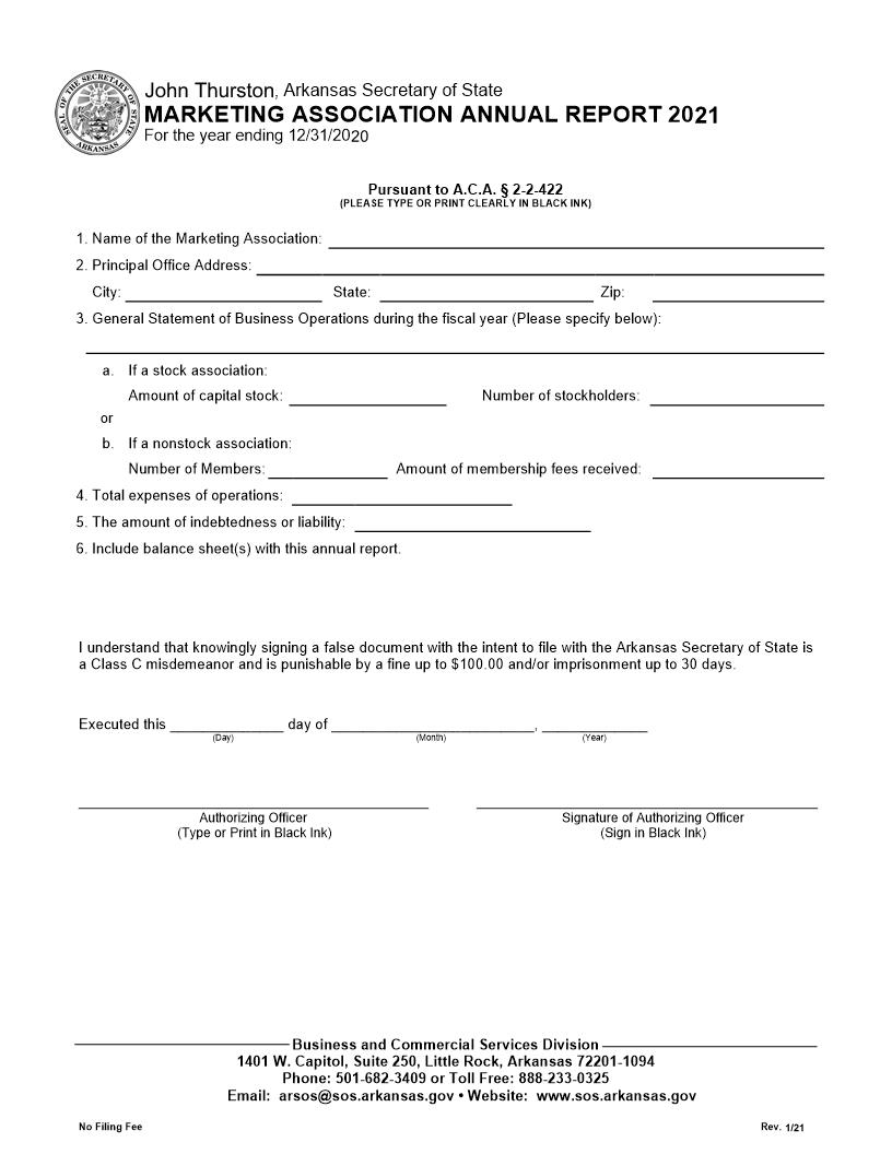 Cooperative Marketing Association Annual Report 2021 | Pdf Fpdf Docx | Arkansas
