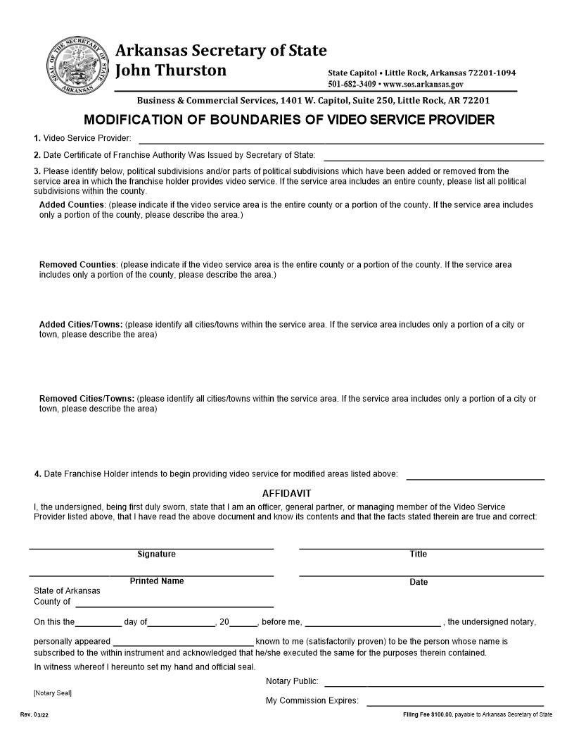 Modification Of Boundaries Of Video Service Provider | Pdf Fpdf Doc Docx | Arkansas
