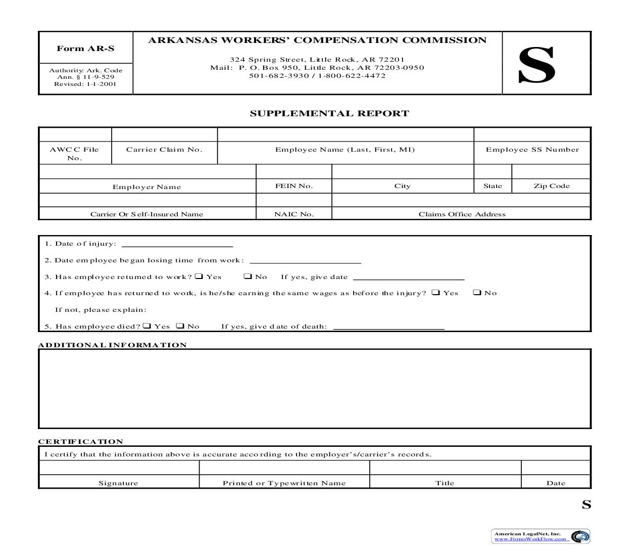 Supplemental Report {AR-S} | Pdf Fpdf Doc Docx | Arkansas
