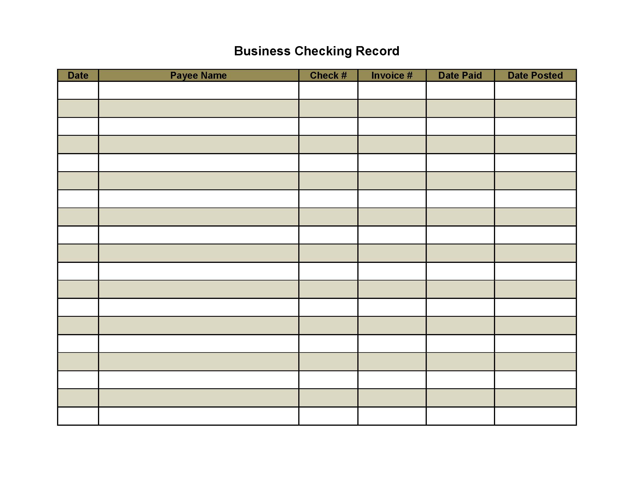 Business Checking Record | Pdf Fpdf Docx | Business Forms