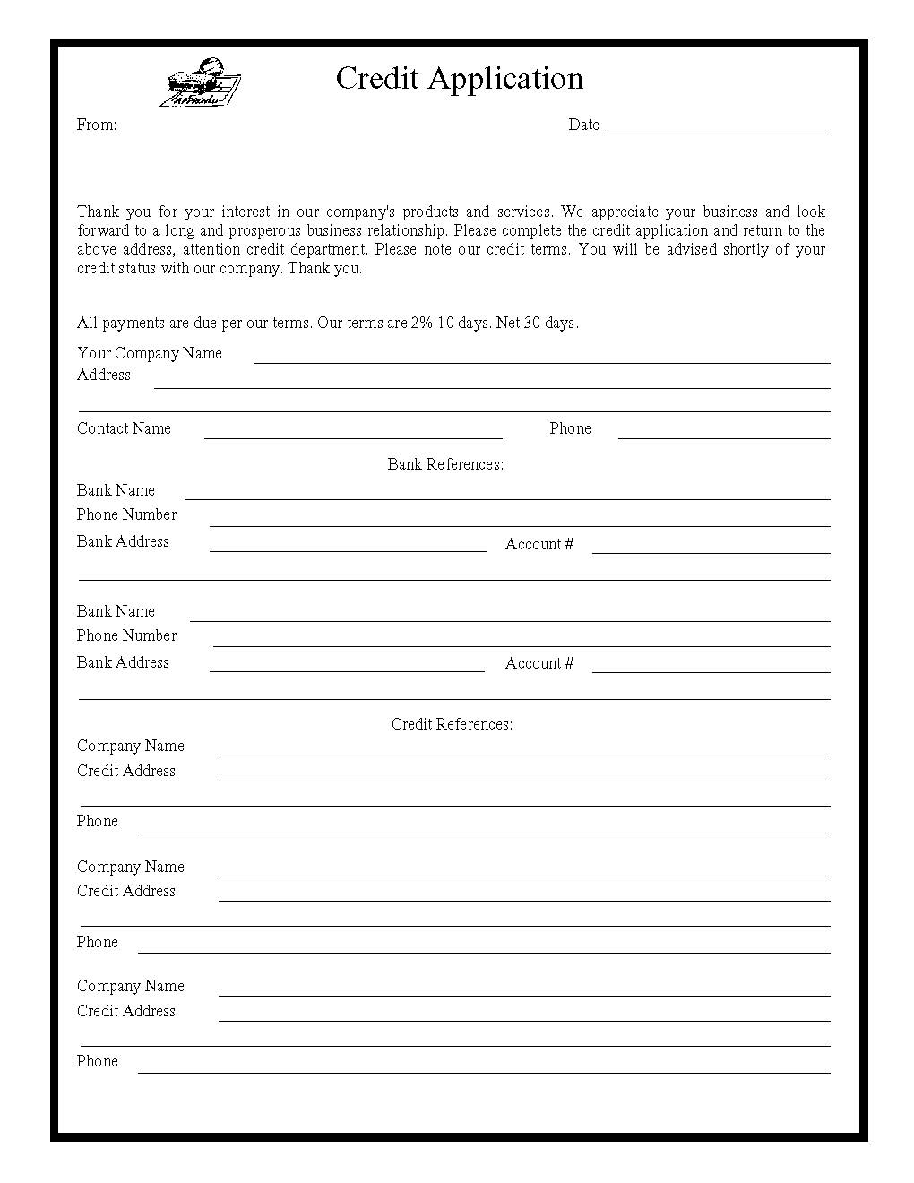 Credit Application | Pdf Fpdf Docx | Business Forms