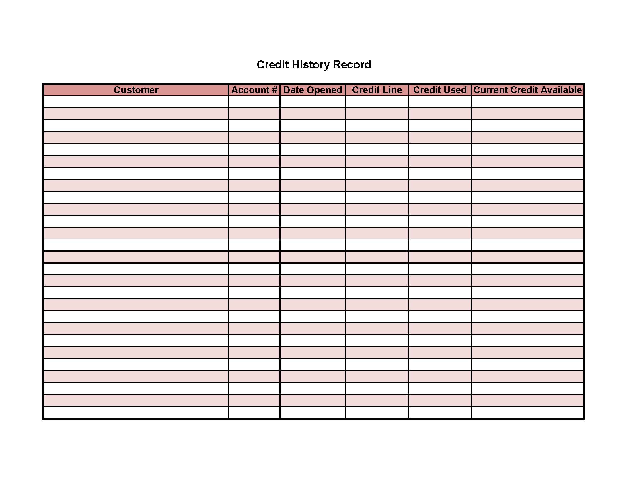 Credit History Record | Pdf Fpdf Docx | Business Forms