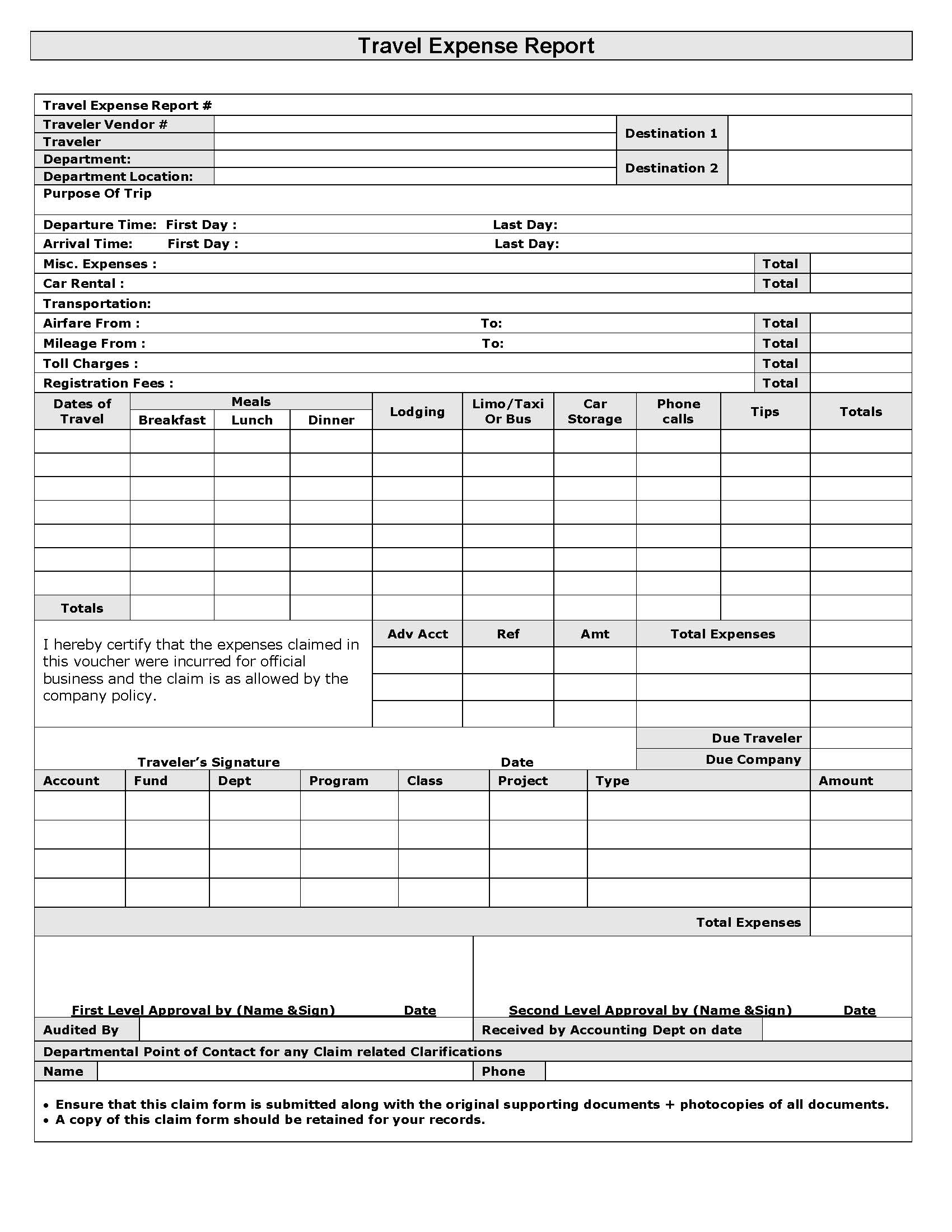 Travel Expense Report | Pdf Fpdf Docx | Business Forms
