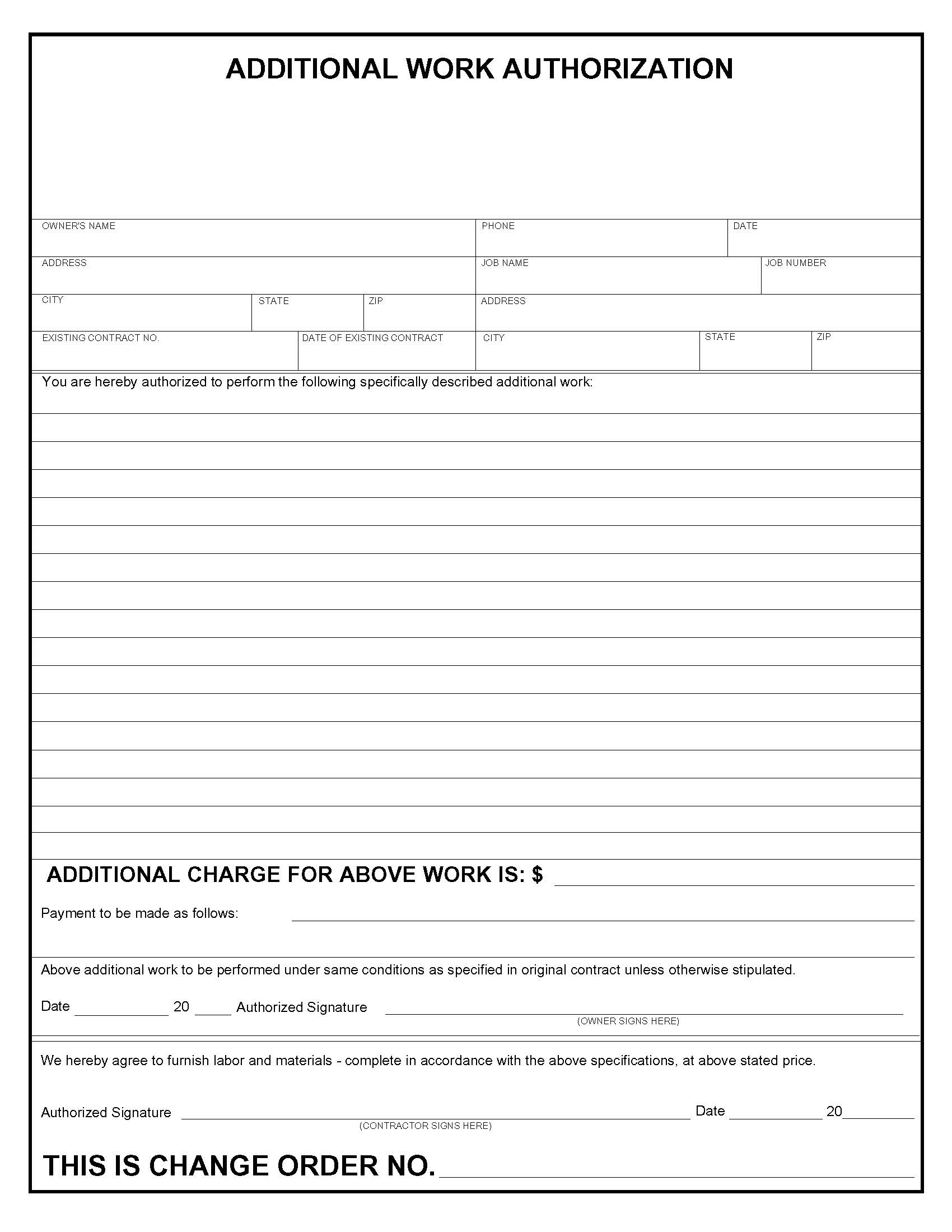 Additional Work Authorization | Pdf Fpdf Doc Docx | Business Forms