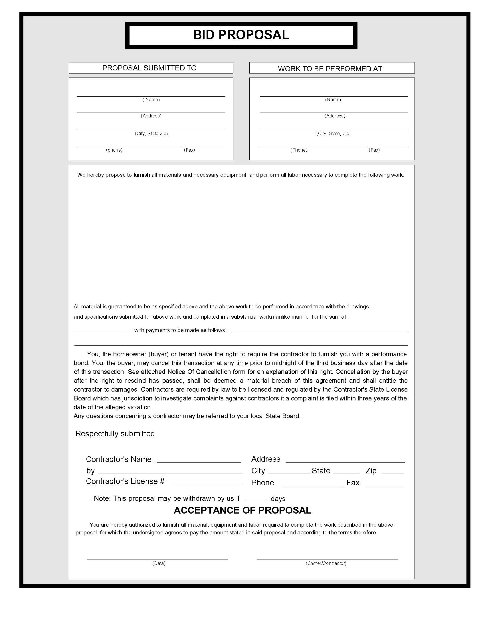 Bid Proposal | Pdf Fpdf Doc Docx | Business Forms