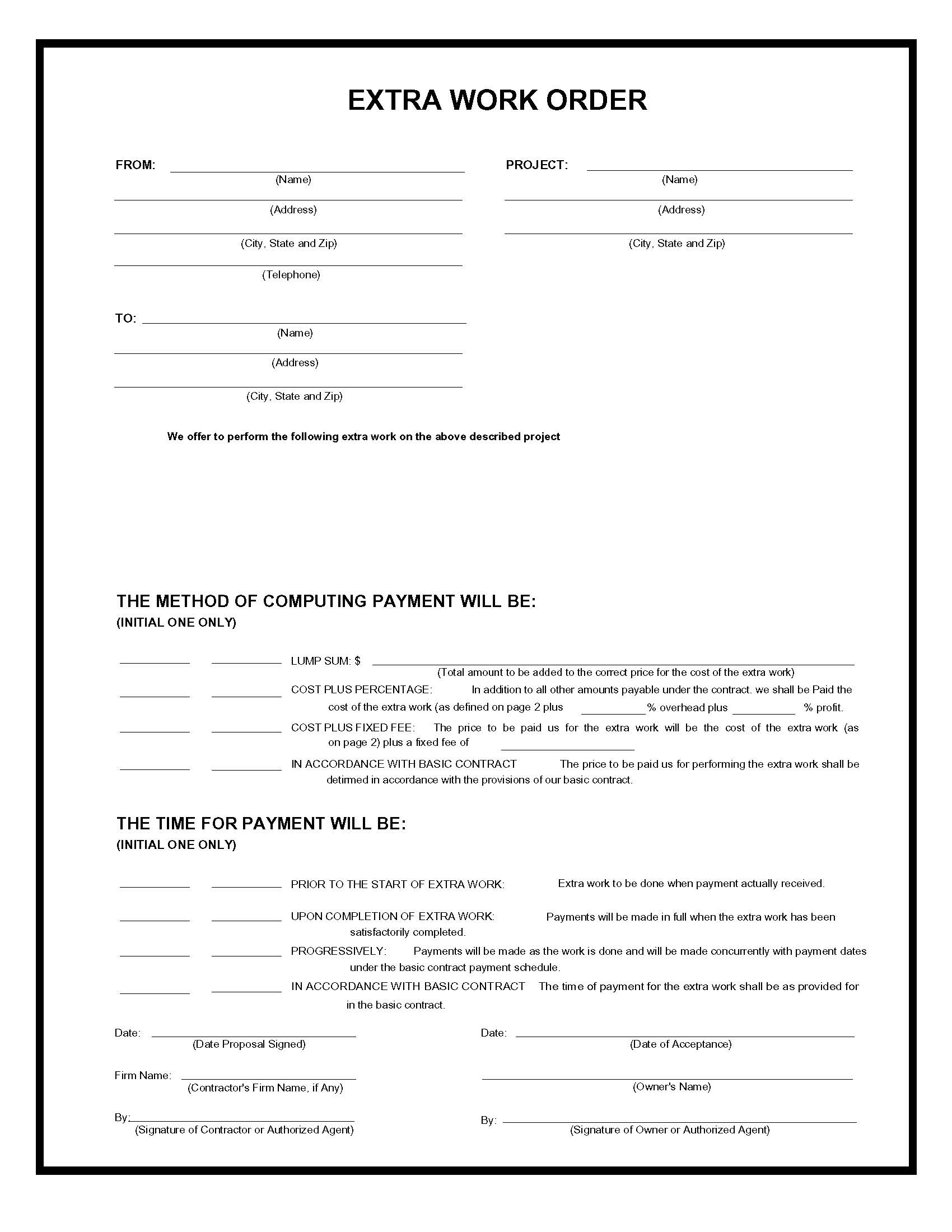 Extra Work Order 1 | Pdf Fpdf Doc Docx | Business Forms