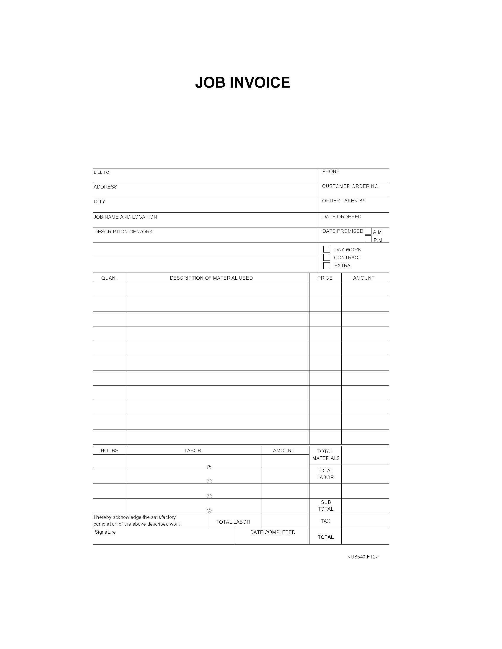 Job Invoice 1 | Pdf Fpdf Doc Docx | Business Forms