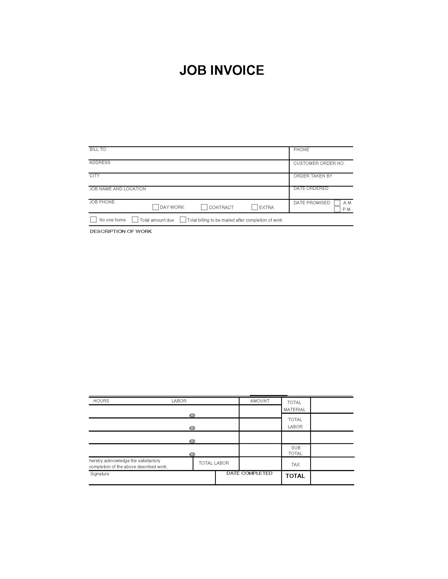 Job Invoice 2 | Pdf Fpdf Doc Docx | Business Forms