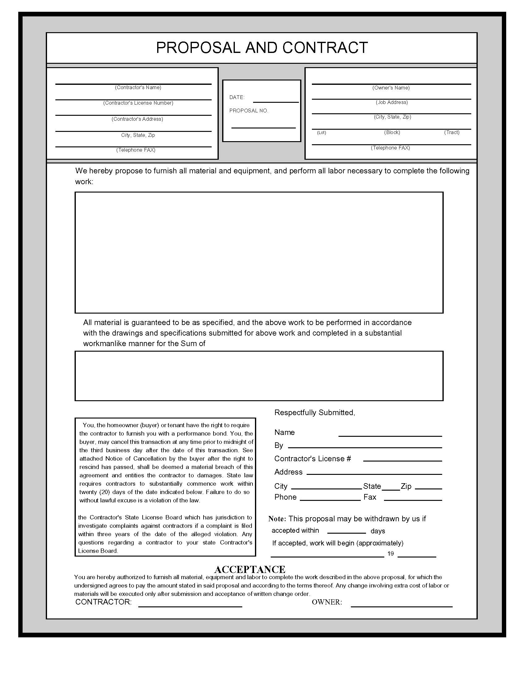 Proposal And Contract | Pdf Fpdf Docx | Business Forms