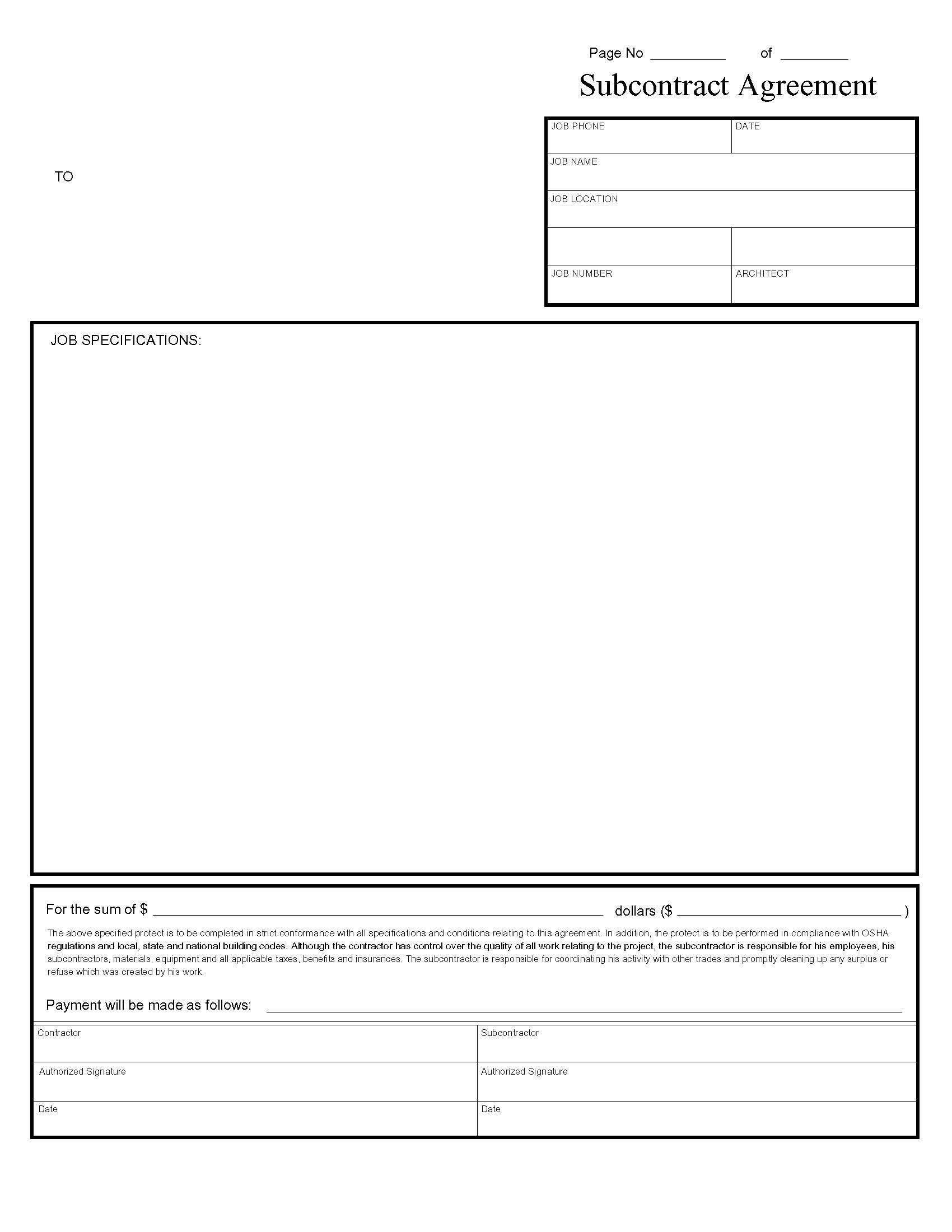 Subcontract Agreement 1 | Pdf Fpdf Doc Docx | Business Forms